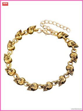 Skull Skeleton Stainless Steel Link Chain Unisex Bracelet